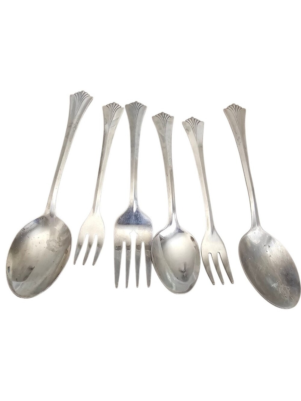 💰Silver-Tone Stainless Serving Spoon and Fork Set - 6 Piece